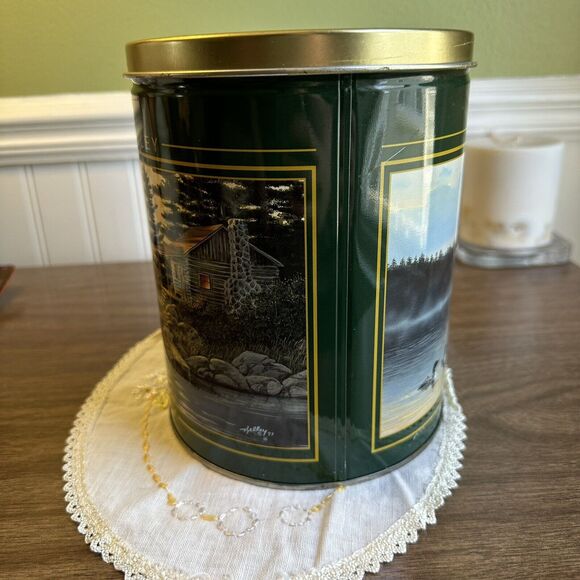 Collectable Metal Tin Day’s End Tin Rick Kelley 7 1/4” x 5 3/4” Cylindrical - Picture 2 of 9